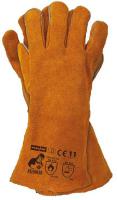 Rukavice Protective gloves, welding gloves WELDOGER, leather, size: 11, 1 pair, colour: honey, durability: EN 388; EN 407, how to use: reusable