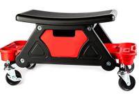 Mehaničarska sjedalica Castor seat, black/red, lifting capacity: 130 kg, height: 38cm, width: 69cm, number of drawers: 1, number of containers for tools: 2, wheels