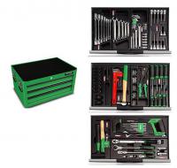 Kutija sa alatom Kutija za alat sa alatom, broj alata: 104 kom., metal, broj ladica: 3 kom., zelena