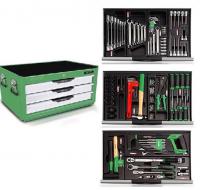 Kutija sa alatom Kutija za alat sa alatom, broj alata: 104 kom., metal, broj ladica: 3 kom., zelena