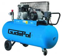 Klipni kompresor GUDEPOL klipa kompresora GD 38-150-395, 150L spremnik, kapaciteta 394l/min, max. 10 bara, snaga motora 2,2 kW, neizravni pogon, napajanje 400V
