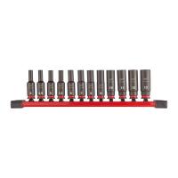 Garnitura gedora 1/4'' Set of impact sockets, socket / drive: 1/4",, long, profile: Hexagonal, 10;11;12;13;4;4,5;5;5,5;6;7;8;9, packaging: rail